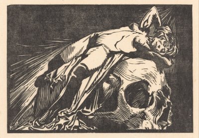 Kvinna liggande på skallen av Johannes Josephus Aarts