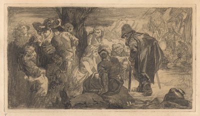 Män, kvinnor och barn vid ett träd av Johannes Josephus Aarts