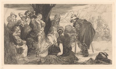 Män, kvinnor och barn vid ett träd av Johannes Josephus Aarts