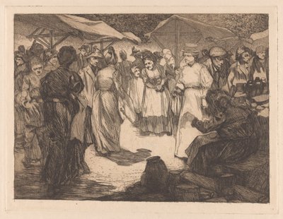 Marknadsscen med män och kvinnor av Johannes Josephus Aarts