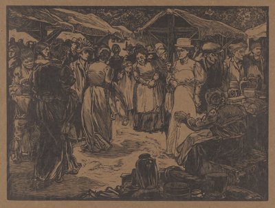 Marknadsscen med män och kvinnor av Johannes Josephus Aarts