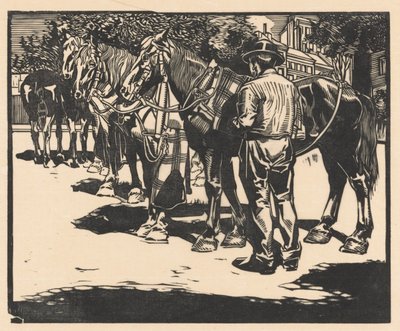 Rida hästar på ett torg av Johannes Josephus Aarts