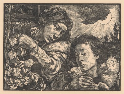 Två kvinnor vid en vinstock av Johannes Josephus Aarts