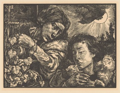 Två kvinnor vid en vinstock av Johannes Josephus Aarts