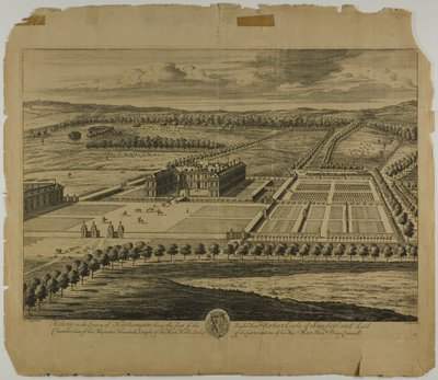 Althrop i County of Northampton, skylt 27 från Britannia Illustrata av Johannes Kip