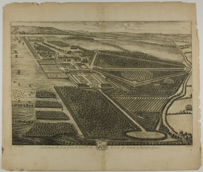 Cashiobury, plansch 28 från Britannia Illustrata av Johannes Kip