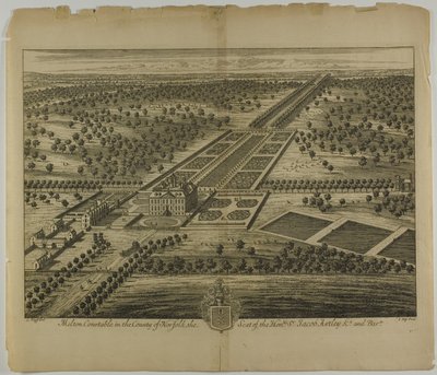 Melton Constable i County of Norfolk, skylt 51 från Britannia Illustrata av Johannes Kip