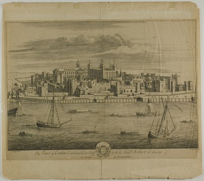 Towern i London, plansch fem från Britannia Illustrata av Johannes Kip