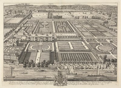 Utsikt över Beaufort House och Chelsea 1699 av Johannes Kip