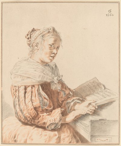 Ung flicka vid tangentbordet, 1767. av Johannes Kornlein