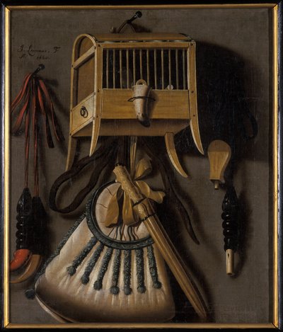 Stilleben med fågelfångstutrustning, 1660 av Johannes Leemans