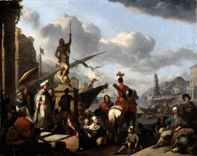 En italiensk hamnstad av Johannes Lingelbach
