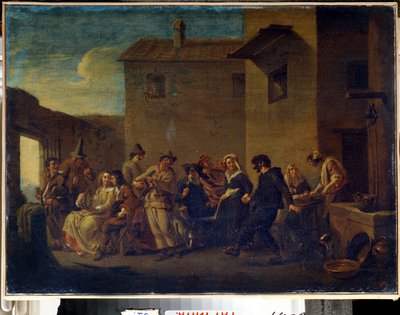 Karneval i Venedig (Karneval i Venedig). Målning av Johannes Lingelbach av Johannes Lingelbach