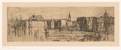 Vy över Amsterdam med hus under uppbyggnad av Johannes Löhr