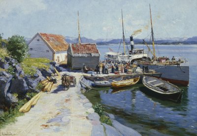 Färjekaj i västra Norge av Johannes Martin Grimelund