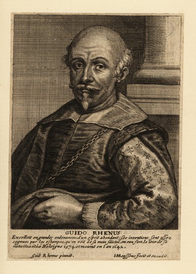 Porträtt av Guido Reni, italiensk målare från den bolognesiska skolan under barocken av Johannes Meyssens