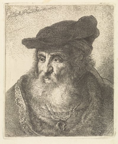 Porträtt av en gammal man med basker av Johannes Mock