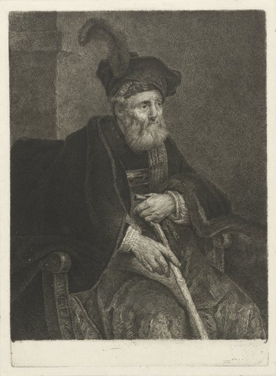 Porträtt av en okänd gammal man i en stol av Johannes Pieter de Frey