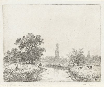 Utsikt över Utrecht(?) av Johannes Pieter van Wisselingh