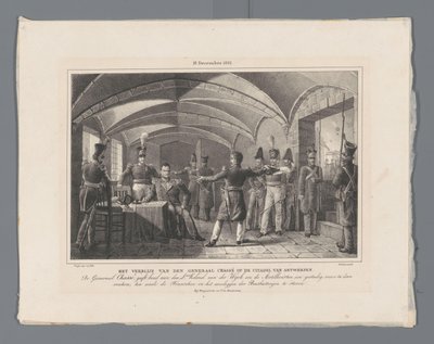 The Stay of the General Chassé at the Citadel of Antwerpen / (18 december 1832.) (titel på objektet) Fyra plattor för försvaret av citadellet 10-18 december 1832 (serietitel) av Johannes Steyn