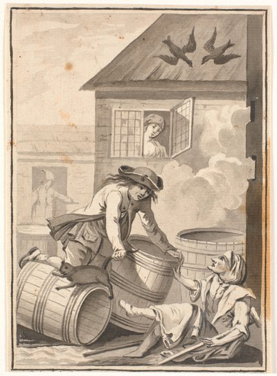 Jens Blok och Gunild. Illustration för Ludvig Holberg: Peder Paars 1772. (2:a boken, 3:e sången) av Johannes Wiedewelt