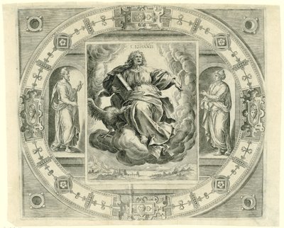 Evangelisten Johannes S. Iohañis (titel på objekt) De fyra evangelisterna (serietitel) av Johannes Wierix (rejected attribution)