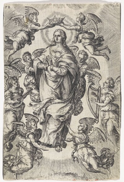 Marias antagande av Johannes Wierix