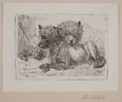 Två liggande hundar av Johannes Wilhelm Zillen