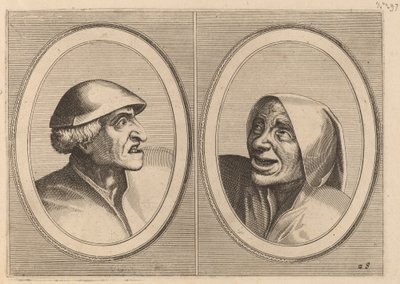 "Tjuvliknande Tijs" och "Sneeze Spoel-de-Nap" av Johannes and Lucas van Doetechum after Pieter Bruegel the Elder