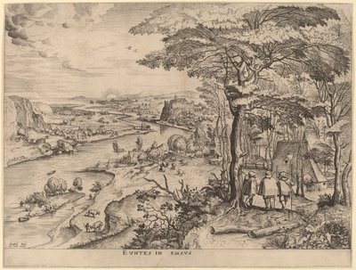 Pilgrimerna till Emmaus av Johannes and Lucas van Doetechum after Pieter Bruegel the Elder