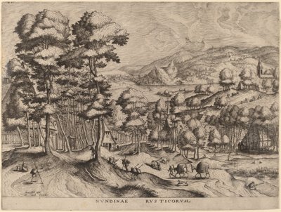 Rustik marknad av Johannes and Lucas van Doetechum after Pieter Bruegel the Elder