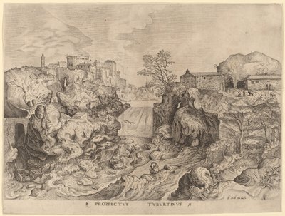 Prospectus Tyburtinus (Utsikt över Tibern) av Johannes and Lucas van Doetechum after Pieter Bruegel the Elder