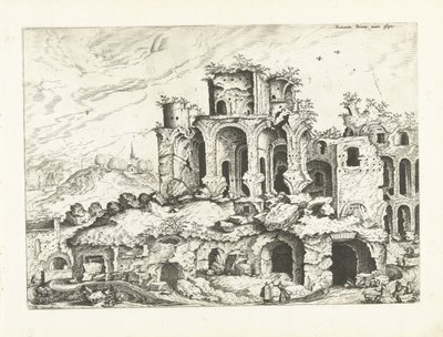 Tredje vy av ruinerna av Palatine Hill Romerska ruiner, 1561 (serietitel) av Johannes of Lucas van Doetechum (attributed to)