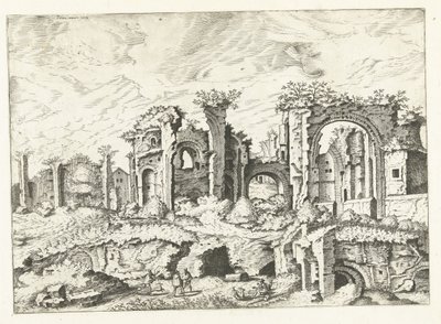 Fjärde vy av ruiner på Palatine Hill Romerska ruiner, 1561 (serietitel) av Johannes of Lucas van Doetechum (attributed to)