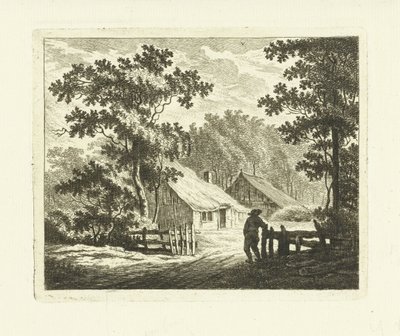 Landskap med gård och gård med staket av Johannes van Cuylenburgh