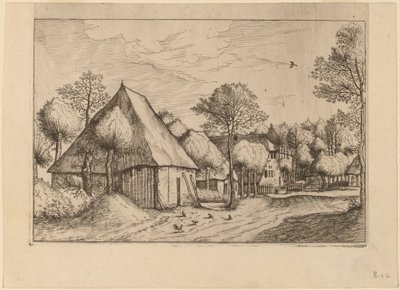 En gård med en dragbrunn av Johannes van Doetechum, the Elder and Lucas