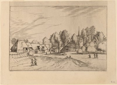 Landsby med kyrktorn av Johannes van Doetechum, the Elder and Lucas