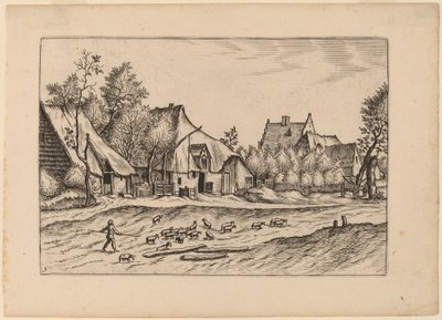 Gårdar i en by av Johannes van Doetechum, the Elder and Lucas
