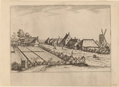 Åkrar och en byväg med postkvarn av Johannes van Doetechum, the Elder and Lucas
