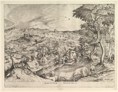 Den belgiska vagnen Plaustrum Belgicum från The Large Landscapes, ca. 1555-56. av Johannes van Doetecum I