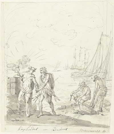 Handel och sjöfart, dekoration på Nieuwmarkt, 1795 Handel och frakt (titel på objekt) av Johannes van Dregt (rejected attribution)