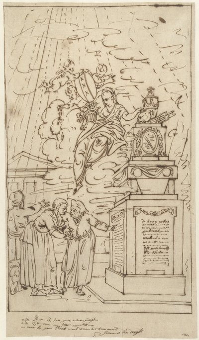 Figurer vid ett begravningsmonument av Johannes van Dregt