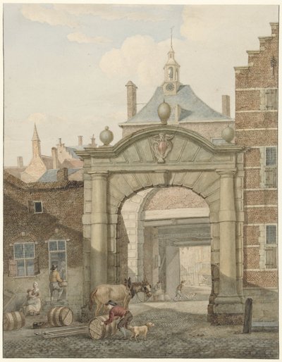 Utsikt genom en port i Dordrecht av Johannes van Lexmond