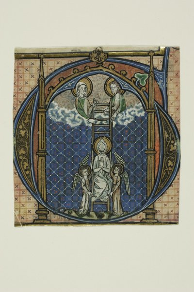 Dominikus himmelsfärd i ett historiserat initialt "G" från en gradual av Johannes von Valkenburg