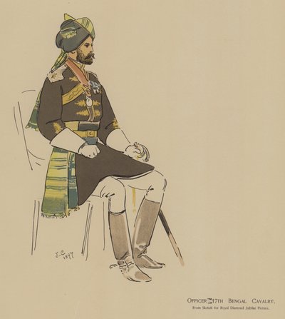 Officer 17th Bengal Cavalry (färg litho) av John (after) Charlton