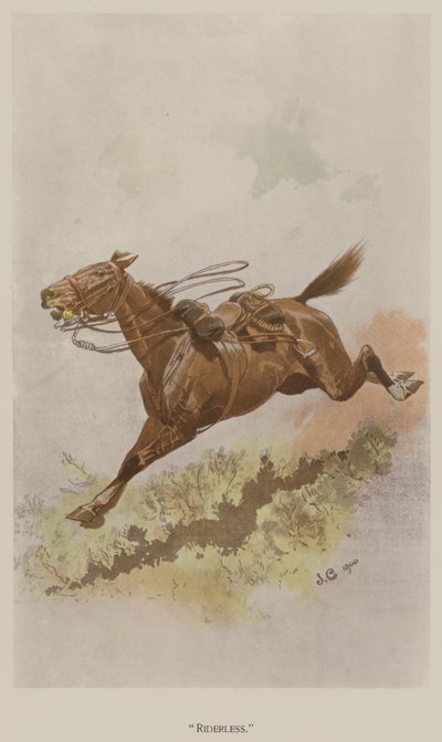 Riderless (färg litho) av John (after) Charlton