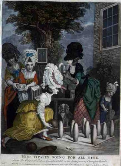 Miss Tipapin Going for All Nine, pub. av Carington Bowles (fl.1744-93) av John (after) Collet