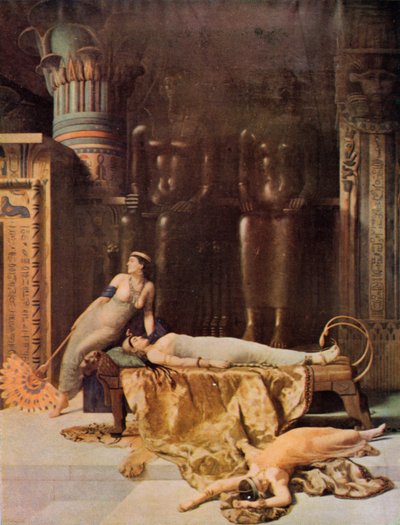 Shakespeare: Death of Cleopatra, Antony and Cleopatra, Akt V, Scen 2 (färg litho) av John (after) Collier