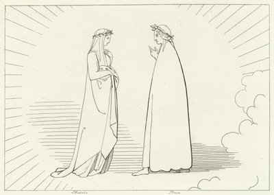 Beatrice och Dante, Paradise, Canto 7 (gravyr) av John (after) Flaxman