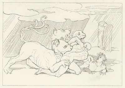 Cerberus, Inferno, Canto 6 (gravyr) av John (after) Flaxman